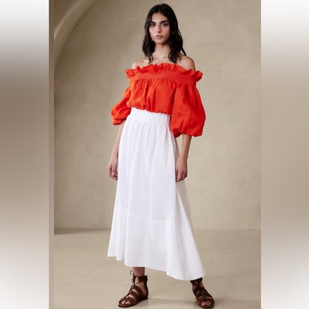 Banana Republic White A-Line Maxi Skirt